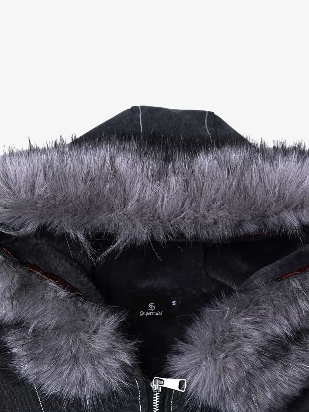 Winter Bomber Jacket with Detachable Faux Fur Hood - Perfect for Cold Weather 