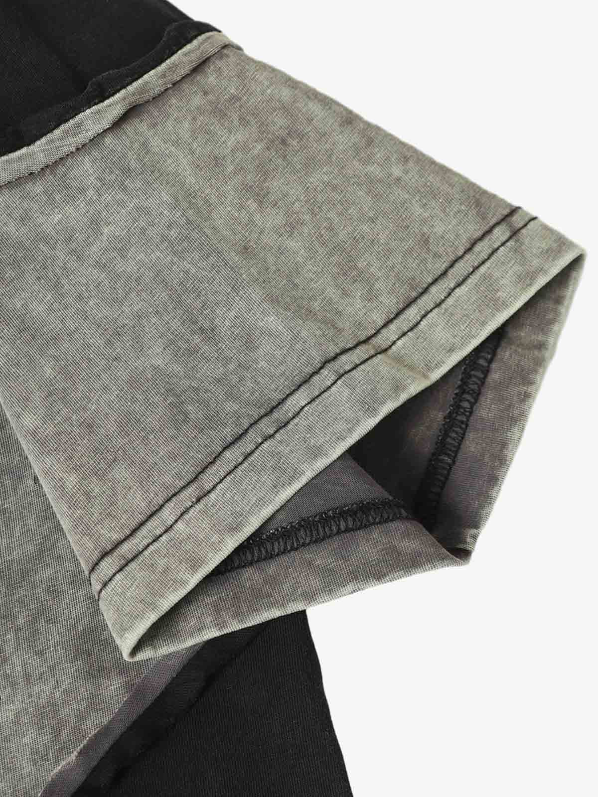 Cotton Blend Oversized Panel T-Shirt with Asymmetric Design and Contrast Stitching 