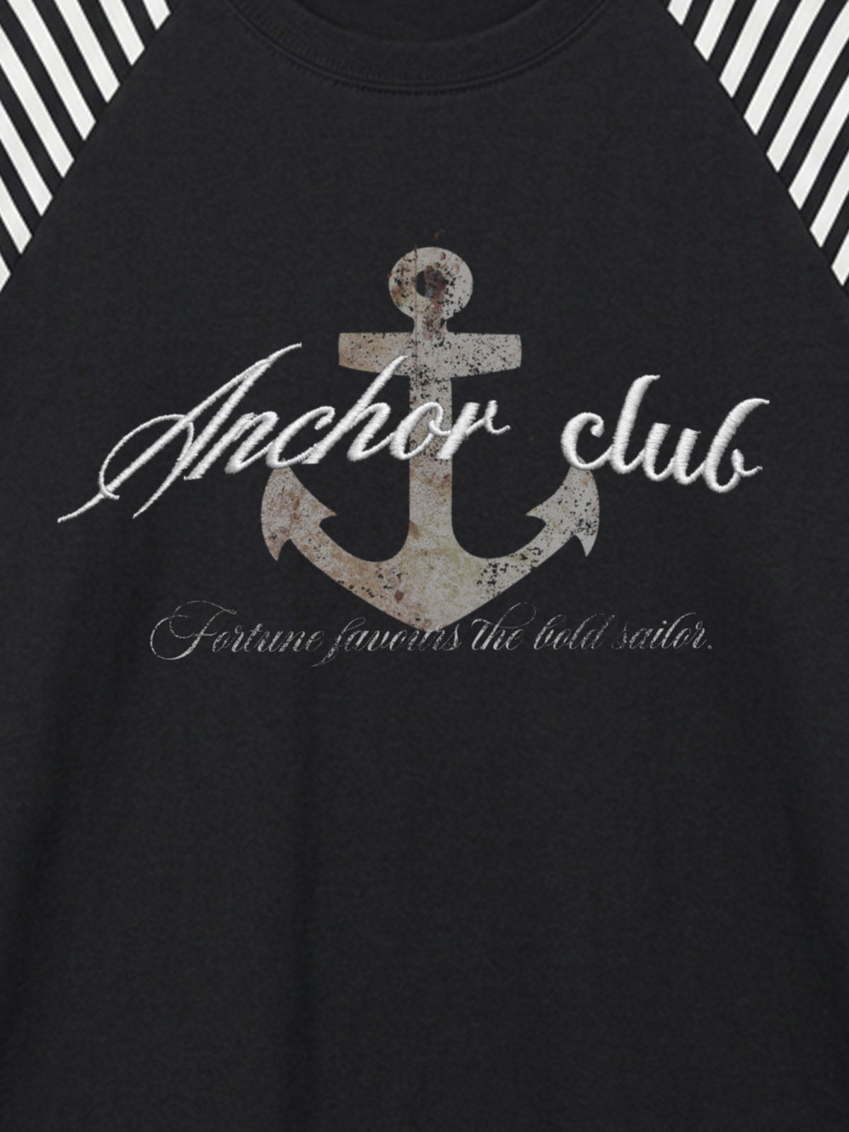 Anchor Graphic Raglan Long Sleeve Tee; Basic Black / S, Basic Black / M, Basic Black / L, Basic Black / XL, Basic Black / 2XL