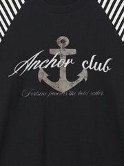 Anchor Graphic Raglan Long Sleeve Tee; Basic Black / S, Basic Black / M, Basic Black / L, Basic Black / XL, Basic Black / 2XL