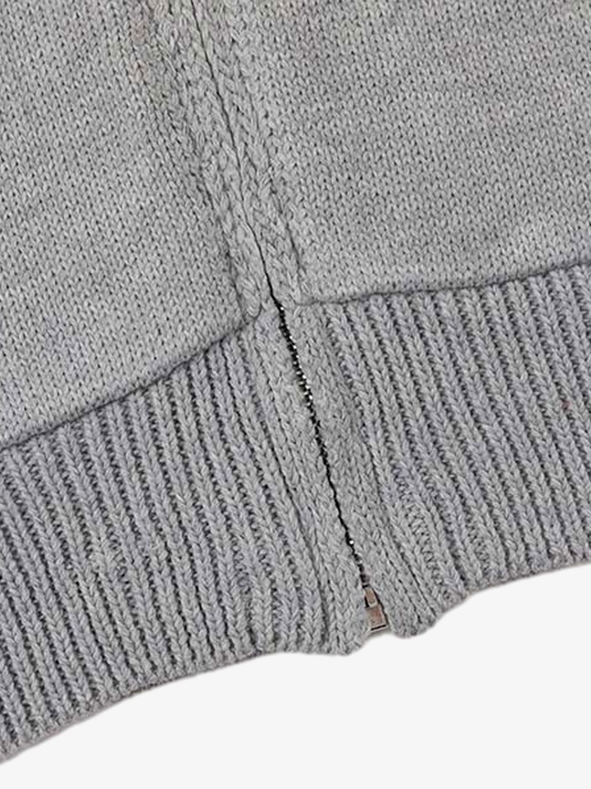 86 Graphic Eyelet Zip Knit Cardigan