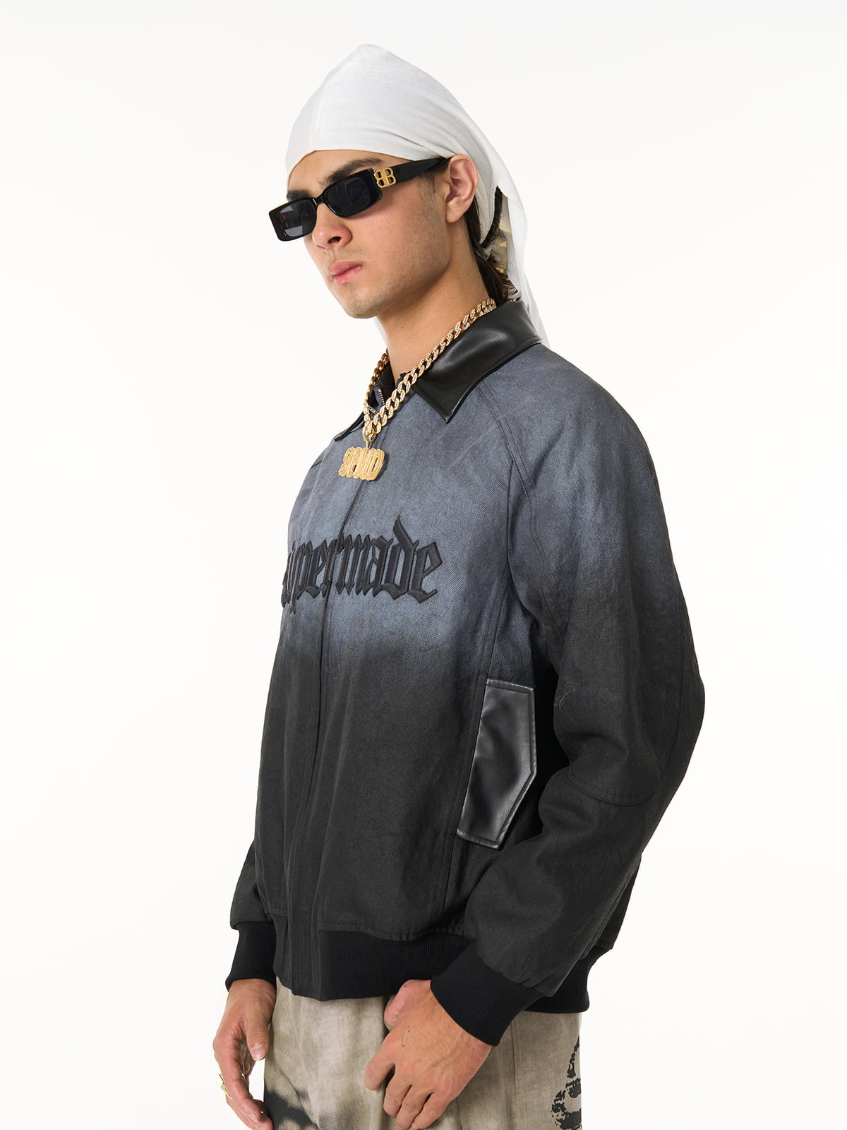 SUPERMADE 3D Embroidered Spray-white Bomber Jacket 