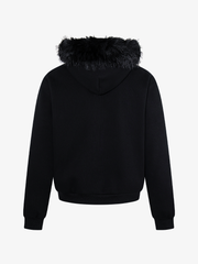 Detachable Fur Cross Zip Hoodie