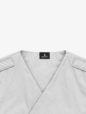 Racing Embroidered Color Block Quilted Vest