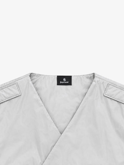 Racing Embroidered Color Block Quilted Vest