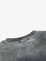 Character Graphic Spray-Dyed Distressed Layered Long Sleeve Top