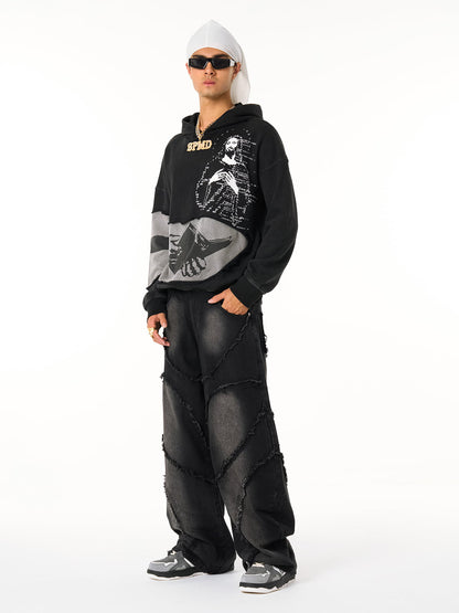 Electronic Exorcist Print of Distressed Hooded Sweatshirt 