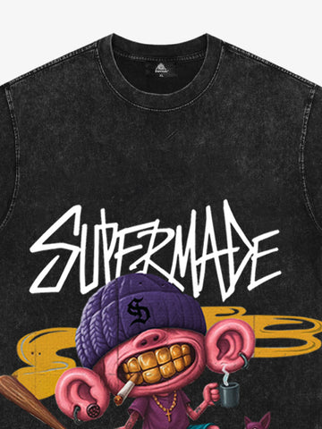 Thesupermade Cartoon Graffiti Trendy Weird Kid T-Shirt 
