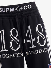 Graphic Color Block Double-Waist Sweatpants