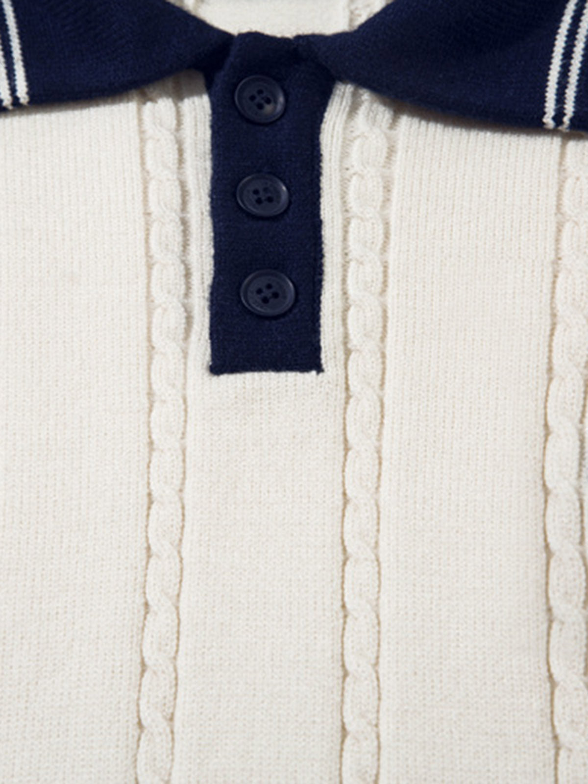 Retro College Polo Collar Knit Sweater 