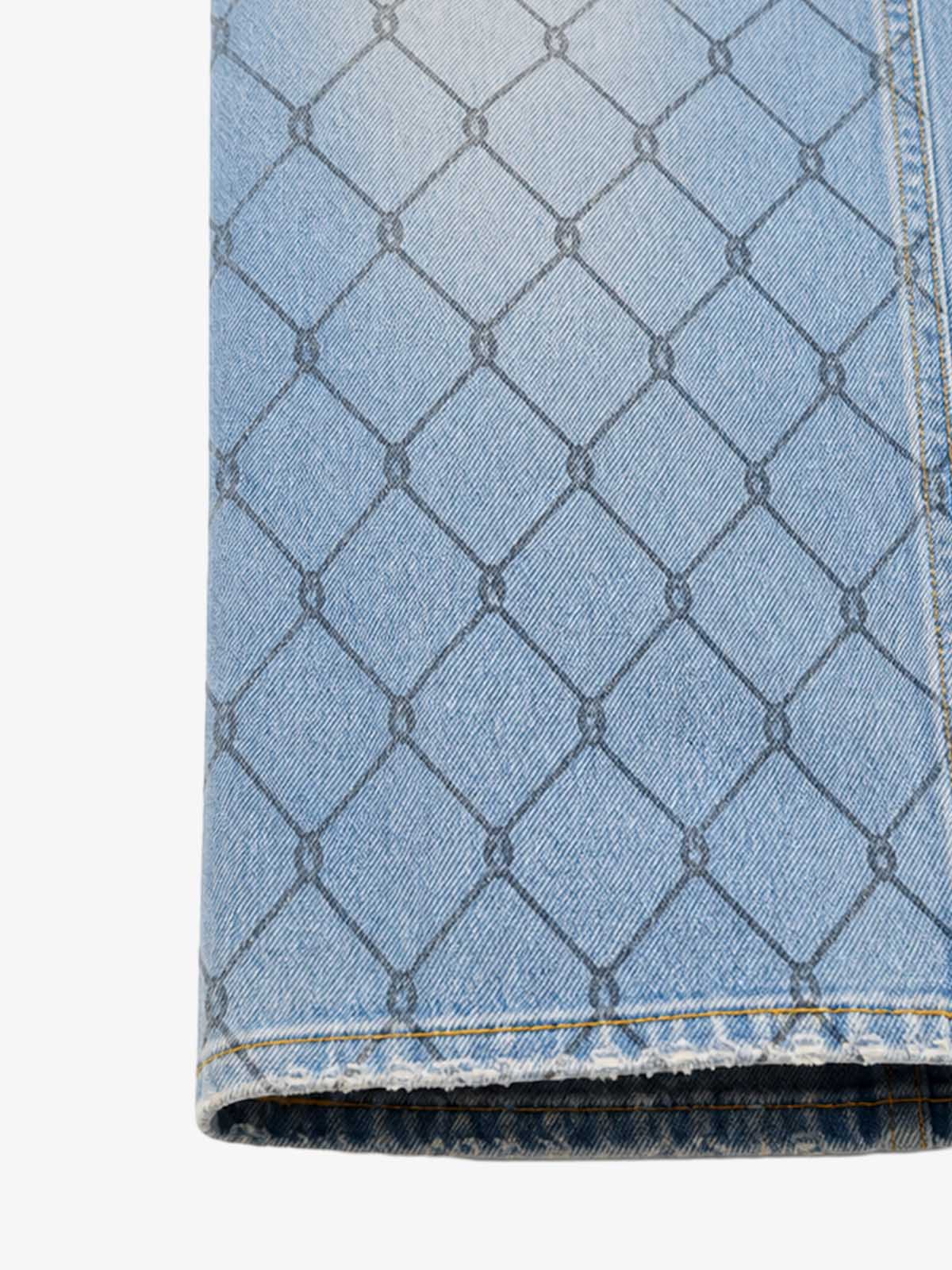 Barbed Wire Graffiti Washed Straight-Leg Jeans