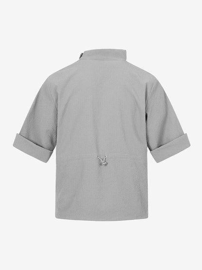 Textured Grid Weave Button-Up Shirt – Lightweight Wrinkle-Resistant Casual Fit