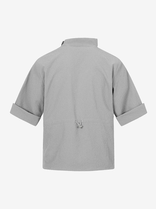 Textured Grid Weave Button-Up Shirt – Lightweight Wrinkle-Resistant Casual Fit