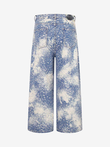 Cloud Texture Jacquard Effect Wide-Leg Jeans 