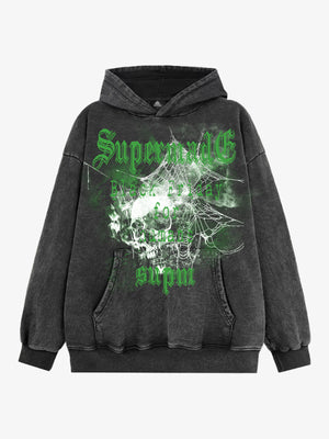THE SUPERMADE Black Friday Human Supremacy Graphic Hoodie with Skull and Web Design 