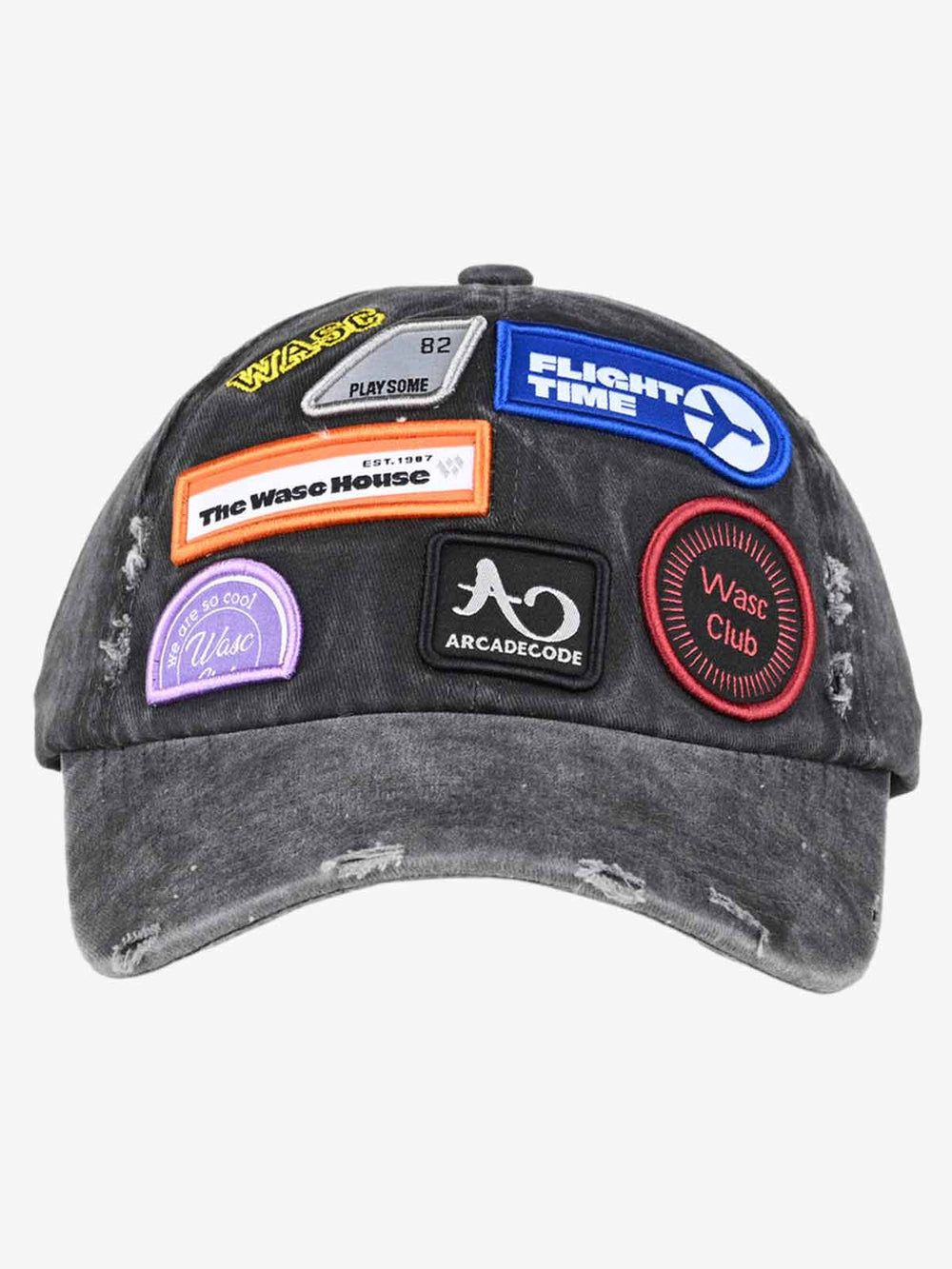 Vintage Distressed Washed Multiple Embroidered Patchwork Baseball Cap 
