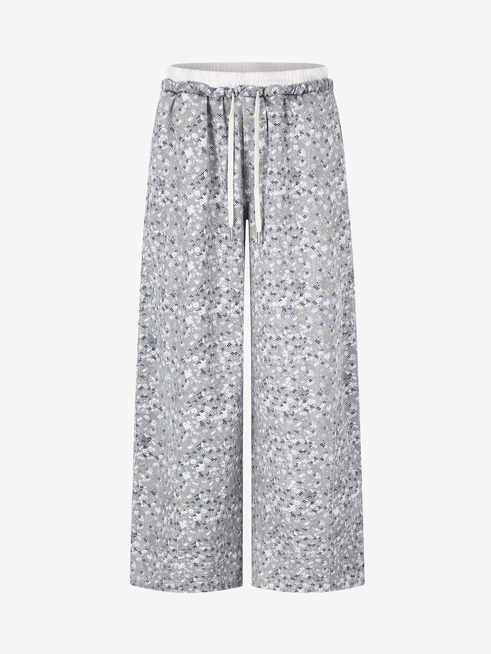 Floral Graphic Drawstring Wide-Leg Pants