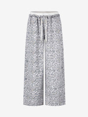 Floral Graphic Drawstring Wide-Leg Pants