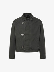 Distressed Metal Airplane-Buckle Work Jacket
