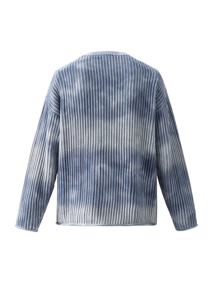 Gradient Ombre Knit  Crew Neck Sweater 
