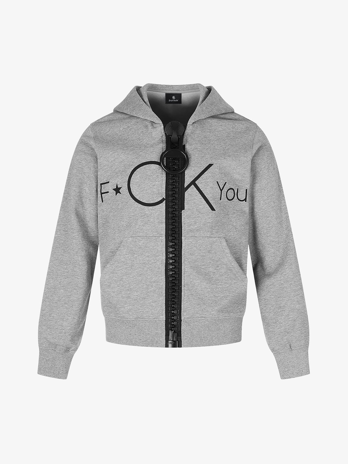 Oversized Zip-up Letter Print Hoodie