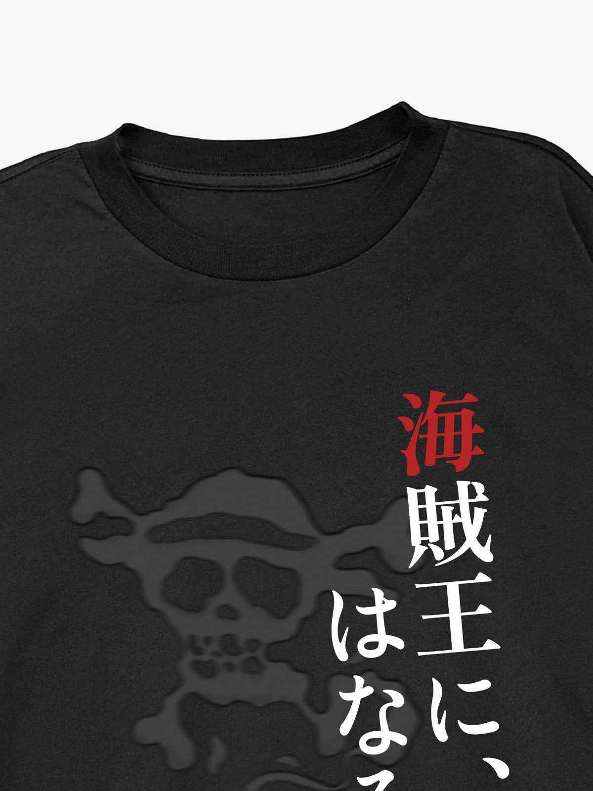Pirate Skull Text Graphic Distressed Long Sleeve Tee