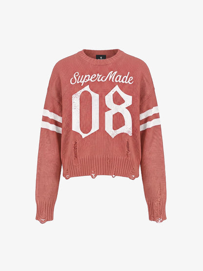 Vintage Digital Print Knit Sweater