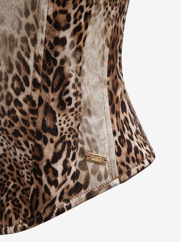 Leopard Fur Trim Fishbone Cami Top