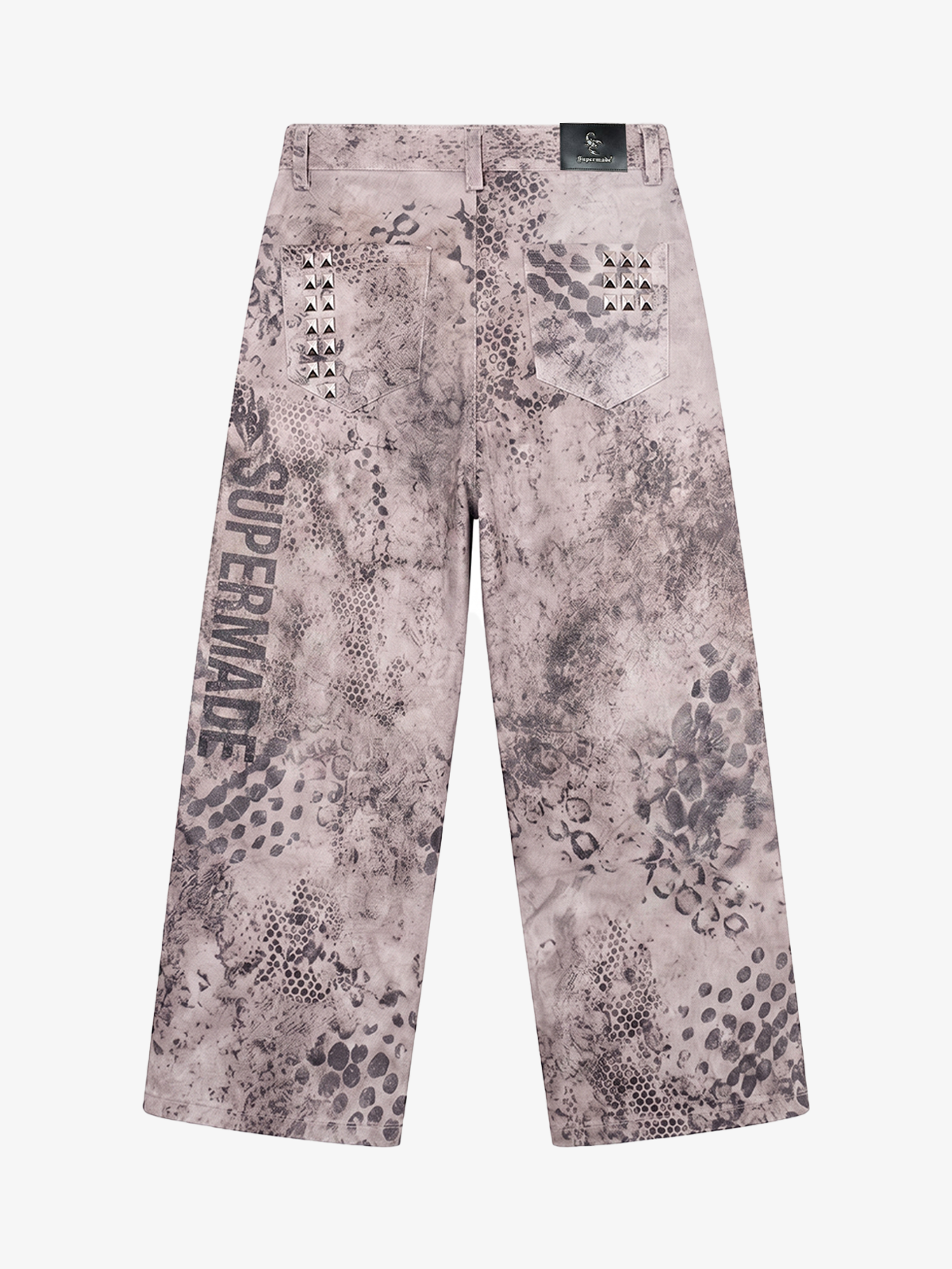 Streetwear Heavy-duty Leopard Print Patchwork Jeans