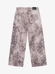 Streetwear Heavy-duty Leopard Print Patchwork Jeans