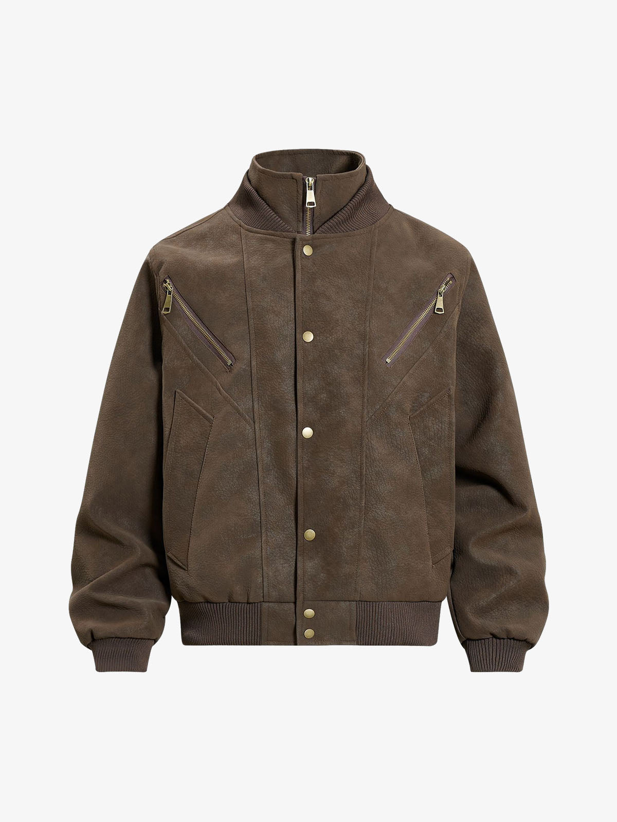 Zipper-Detail Structured Biker Jacket