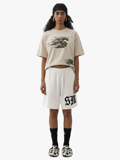 Gothic Chenille Oversized Street Shorts