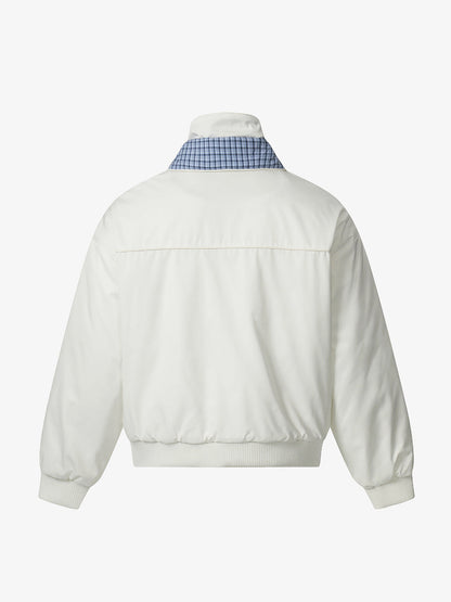 Stylish Black Bomber Jacket with Plaid Collar for Men - Perfect for Casual and Outdoor Wear 