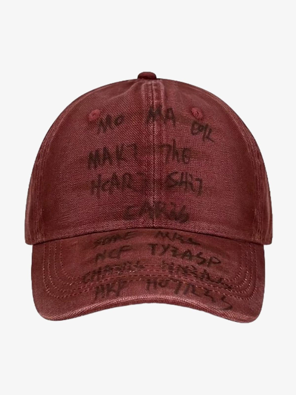 Embroidered Washed Distressed Denim Baseball Cap
