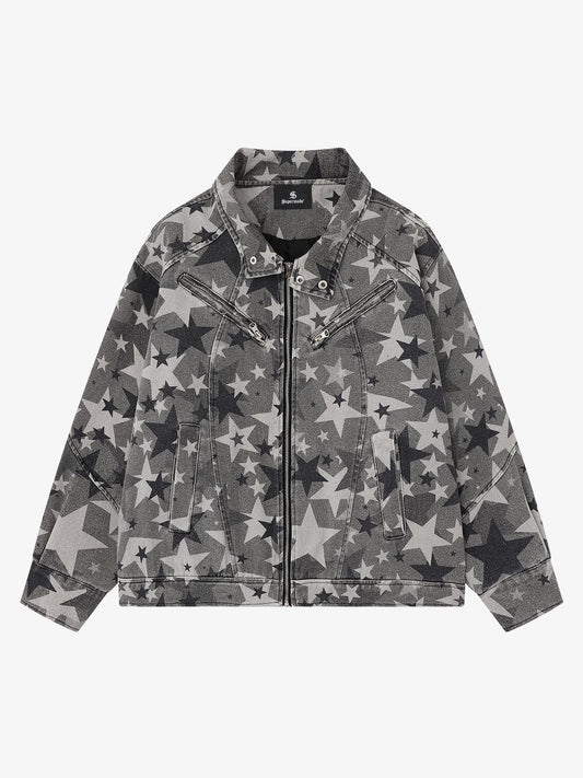 Star-Printed Denim Jacket for Casual and Fashionable Looks 