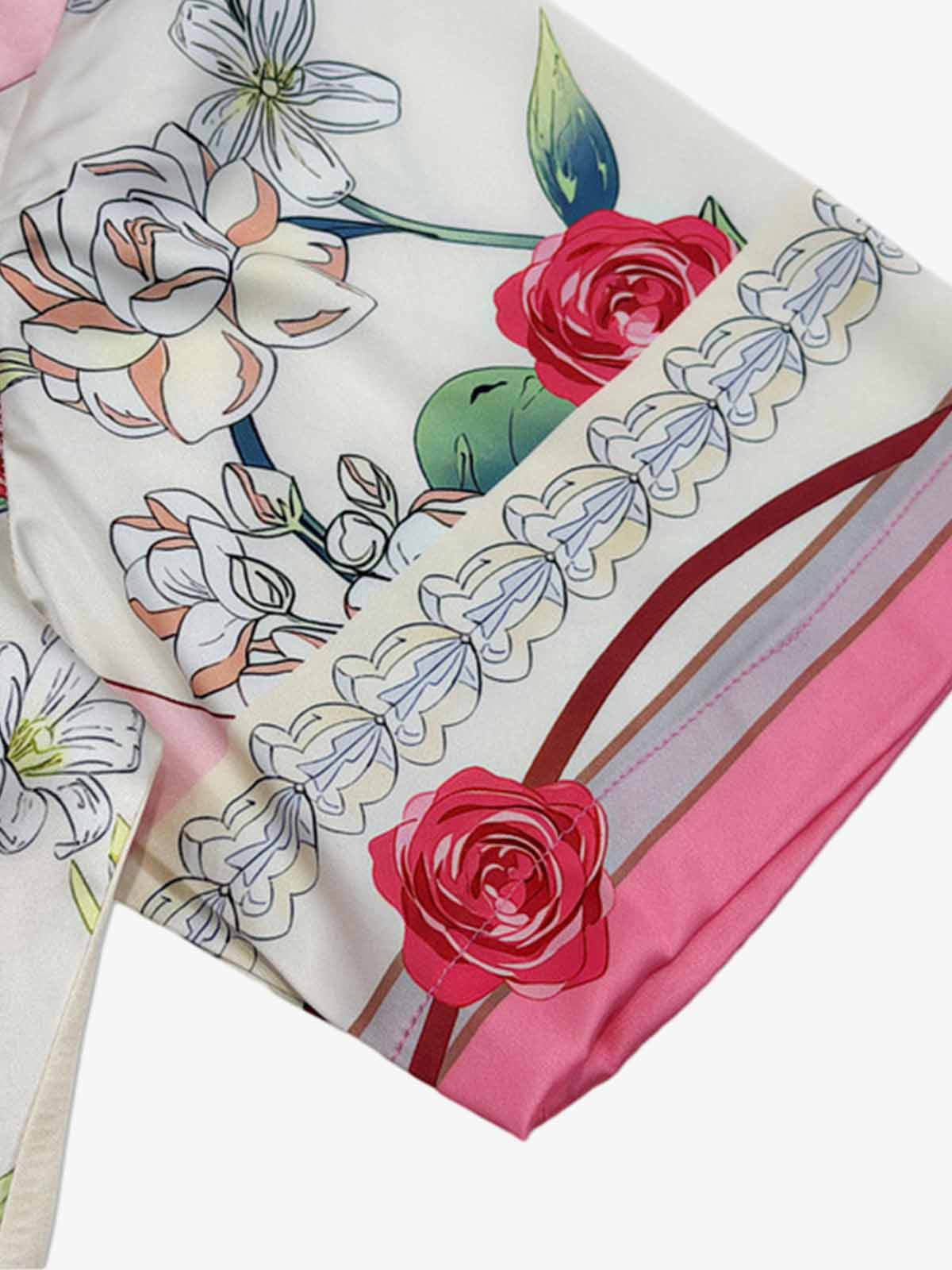 Baroque Floral Satin Camp Collar Boxy Shirt 