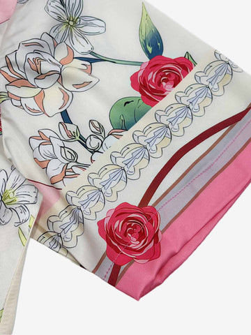 Baroque Floral Satin Camp Collar Boxy Shirt 