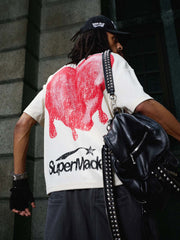 Skeleton & Melted Heart Graphic Waffle Knit T-Shirt