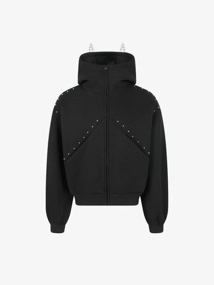 Stylish Studded Hoodie with Unique Cat Ear Design for Women 