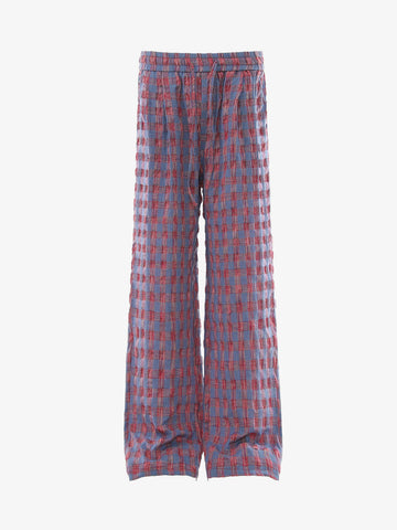 Plaid Color Block Drawstring Sweatpants
