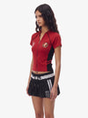T-shirt de survêtement rétro à fermeture éclair avec badge