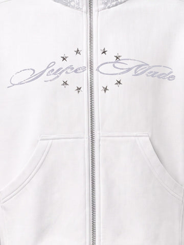 Flag Print Star Rivet Jacket