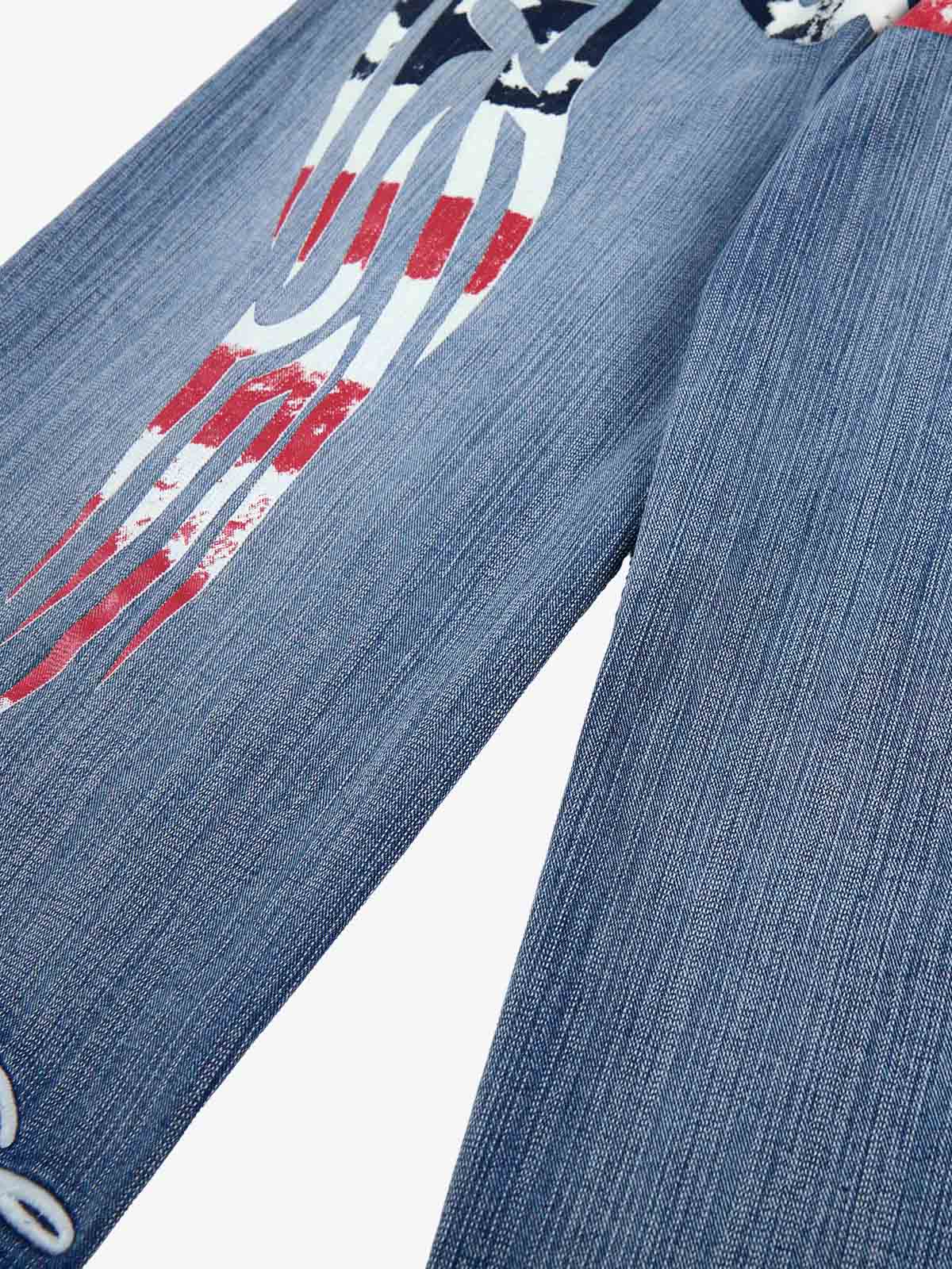 Flag Wing Print Baggy Jeans