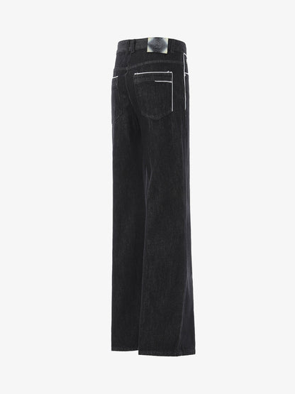 Vintage Contrast Trim Dark Wash Jeans 