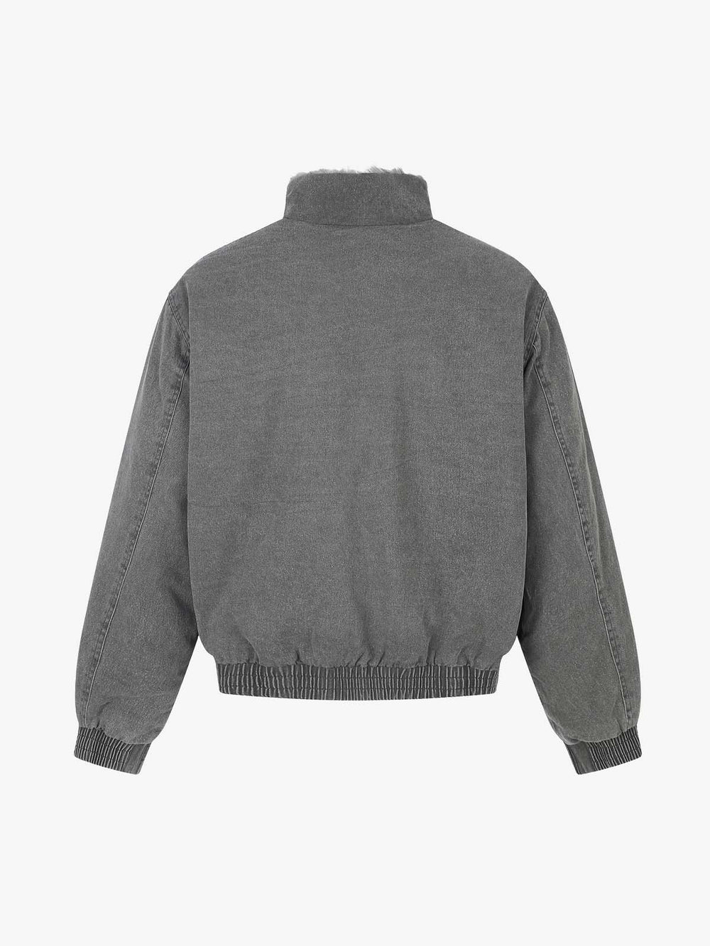 Faux-Fur Trim Washed Button-Up Coat