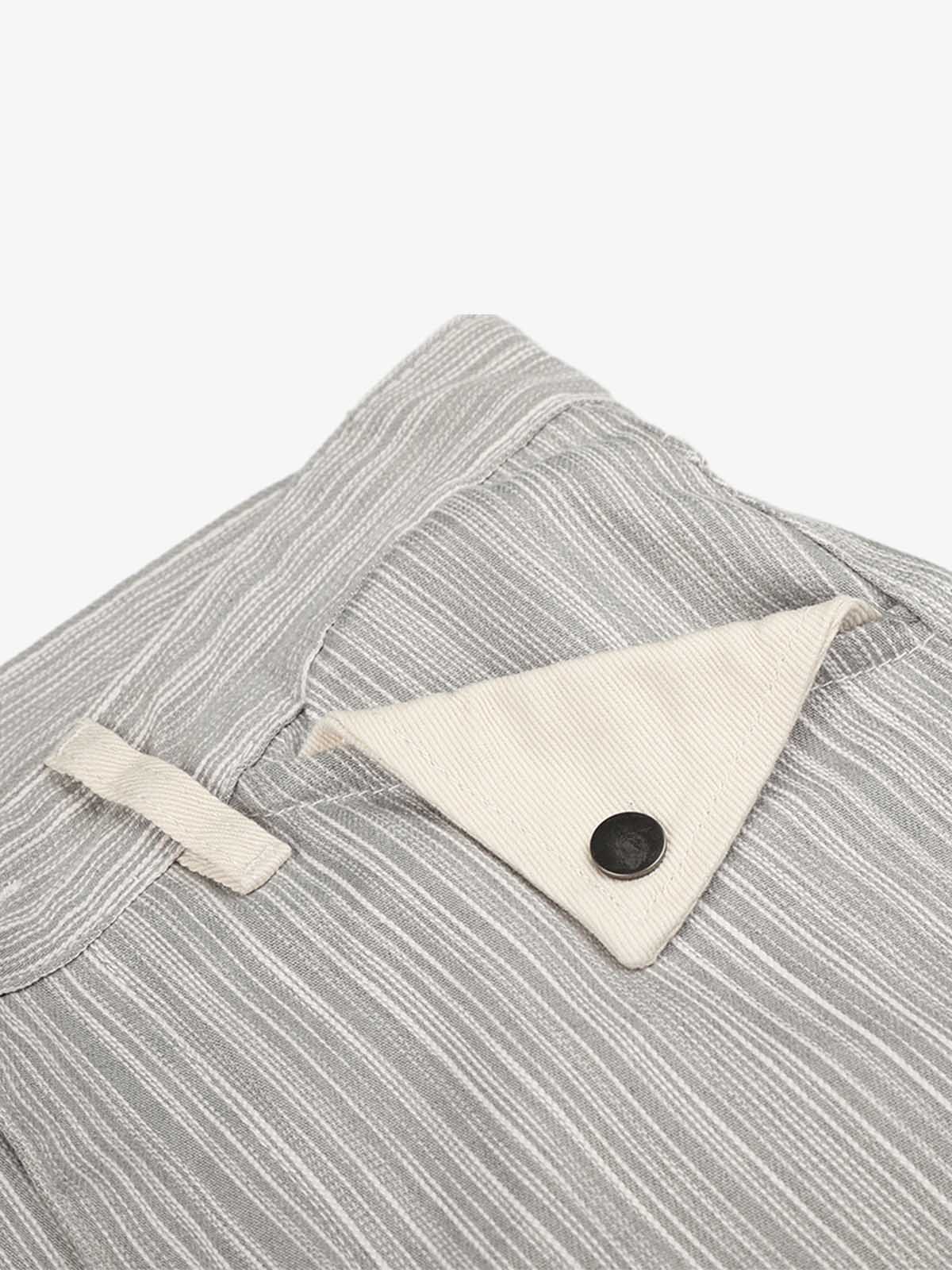 Striped Color Block Pocket Jeans; Gray / S, Gray / M, Gray / L, Gray / XL, Gray / 2XL
