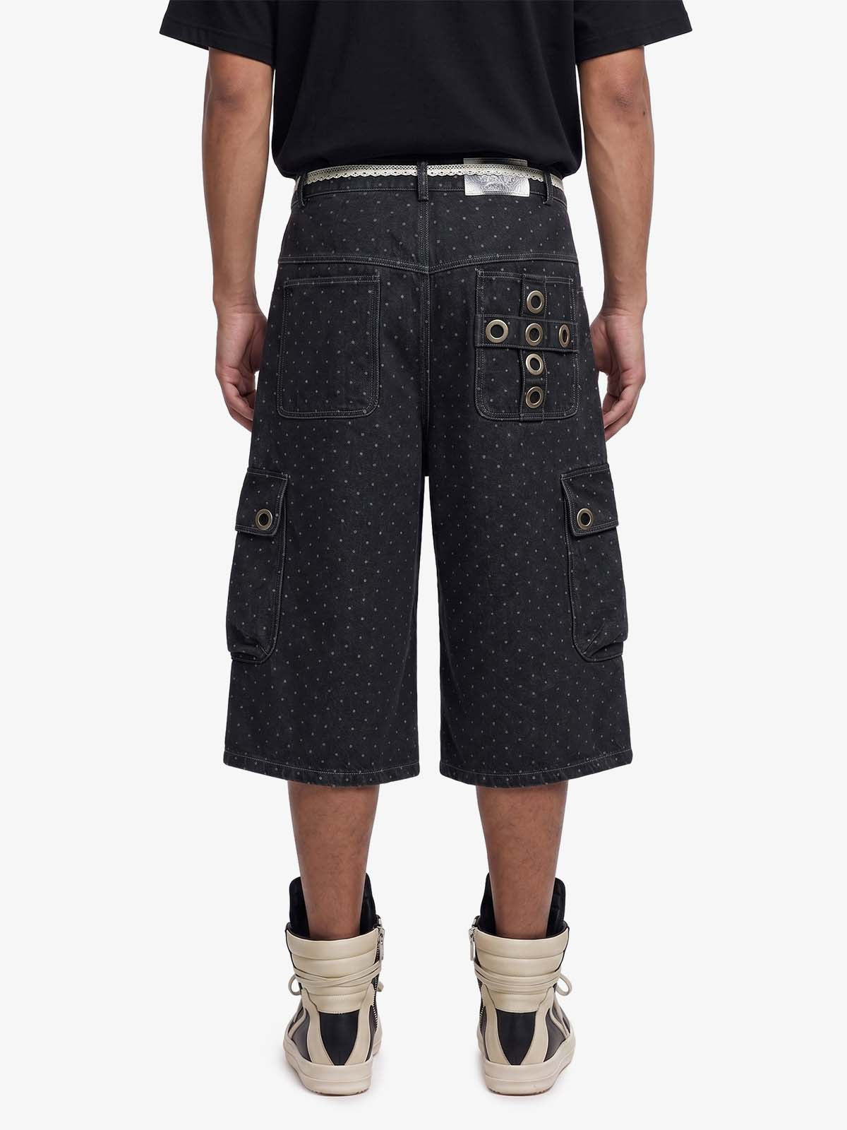 Polka Dot Denim Cargo Shorts