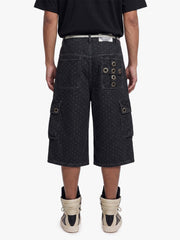 Polka Dot Denim Cargo Shorts