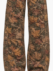 Maple Leaf Embroidered 3D Graphic Baggy Pants