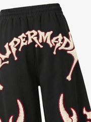 Skeleton Terry Embroidered Zip Hoodie & Wide-Leg Sweatpants Set